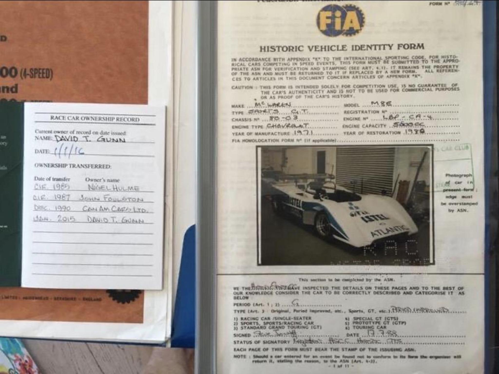 McLaren M8 E 1971 Can-Am restaurée certifiée FIA